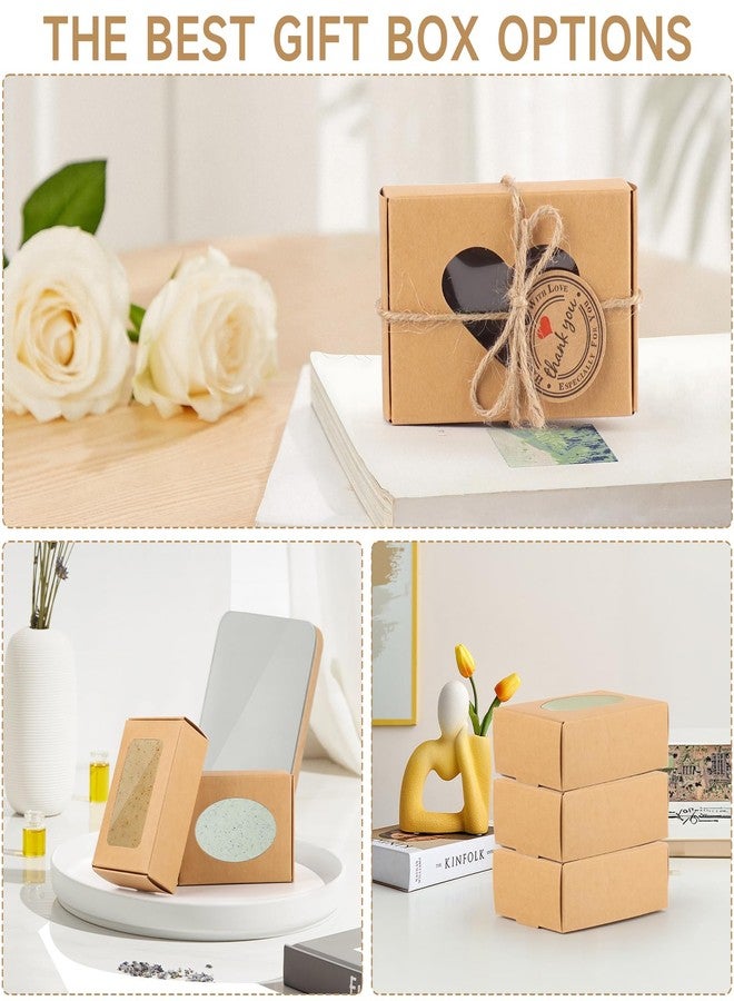 RYKOMO 60 PCS Soap Boxes for Homemade Soap 3.55 X 2.4 X 1.2 Inch Small Soap Packaging Boxes Kraft Soap Box with Window Mini Soap Gift Boxe for Homemade Bakery Candy Cookies Packaging - Image 4